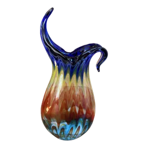 Mid 20th Century Large Hand Blown Glass Decorative Vase Murano Style