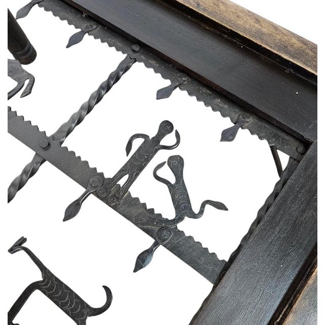 French Brutalist Forged Wrought Iron Coffee Table with Clear Glass Top and Shepherd, Dog and His Herd Decor, 1970s For Sale - Image 17 of 18