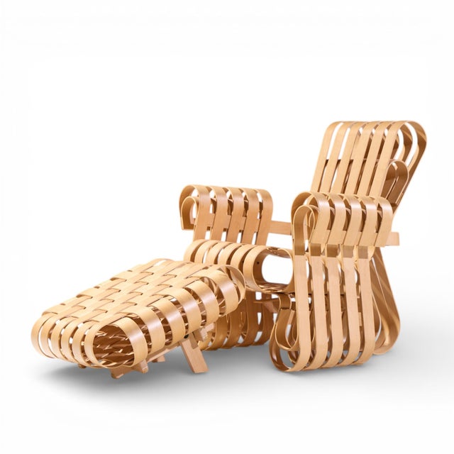 Mid-Century Modern Frank Gehry for Knoll Mid Century Power Play Chair and Ottoman For Sale - Image 3 of 11