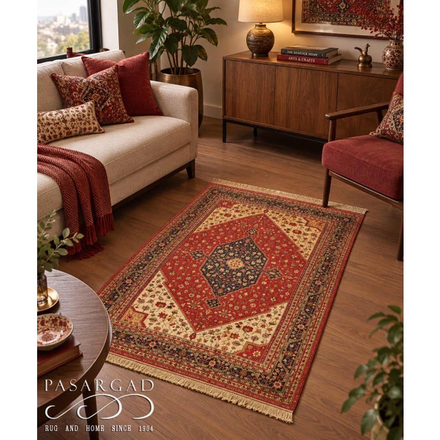 Textile Pasargad DC Double-Sided Hand-Knotted Silk Quchan Rug For Sale - Image 7 of 7