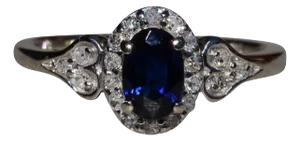 The Phenix: Ladies 14K White Gold Sapphire and Diamond Halo Engagement Ring