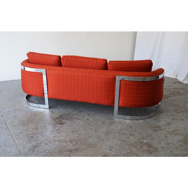1980s 1980s Postmodern Chrome Frame Sofa by Bernhardt, Flair Line Milo Baughman Style For Sale - Image 5 of 16
