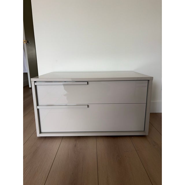 Italian Modloft Dresser and Night Stand High Gloss Lacquer Finish Chateau Gray Made in Italy For Sale - Image 3 of 8