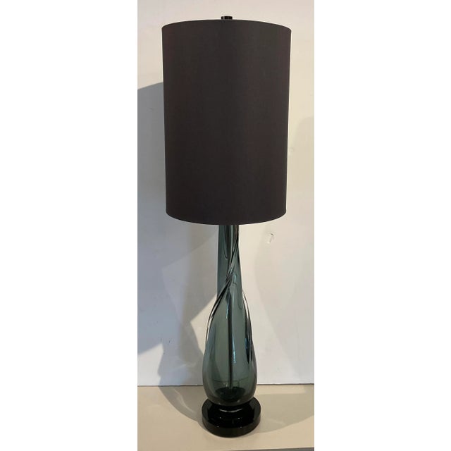 Currey & Company Currey & Company Modern Murano Style Smoked Glass Table Lamps Pair For Sale - Image 4 of 7