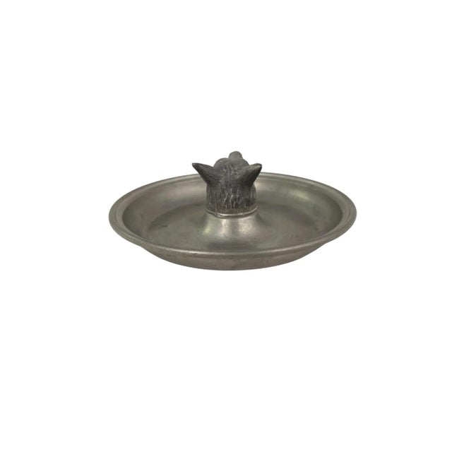 English 1940s Pewter Fox Ashtray For Sale - Image 3 of 4