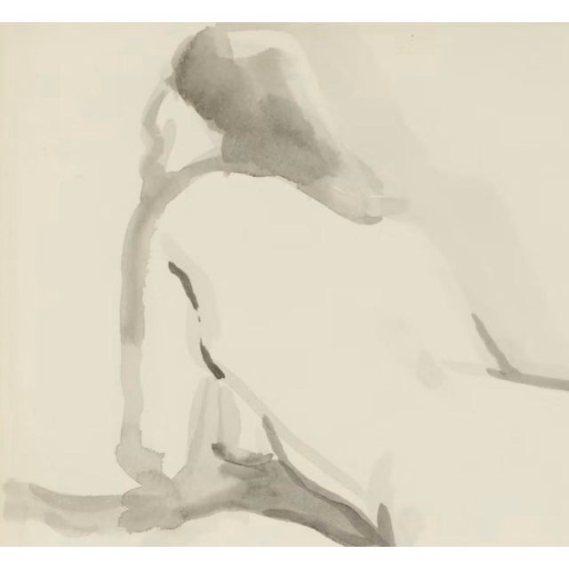 American Seated Nude Ink Wash on Paper — Jules Zugbe (American, 20th Century) For Sale - Image 3 of 5