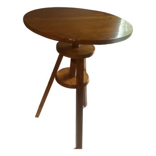 MCM Solid Yellow Pine ‘Screw’ Top Tri-Leg Table For Sale