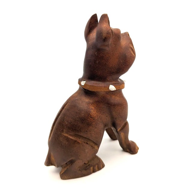 Chestnut Mid 20th Century German Wood Chiseled Dog Figurine For Sale - Image 8 of 11