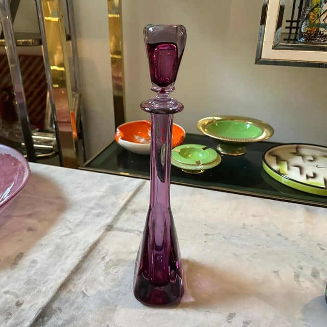 1970s Flavio Poli for Seguso Modern Pink Sommerso Murano Glass Bottle For Sale - Image 6 of 12