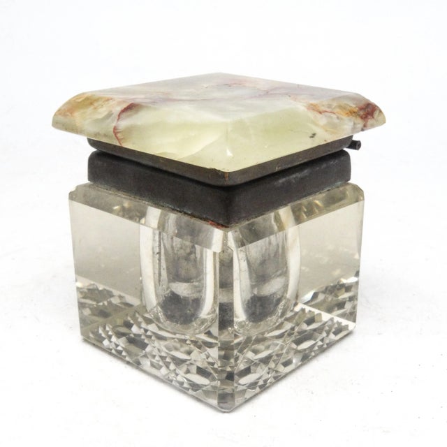 Glass Art Deco Crystal Inkwell, Germany, 1930s For Sale - Image 7 of 8