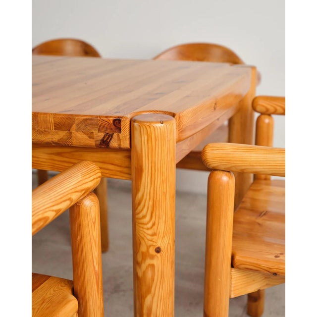 Brutalist Pine Dining Set with Extendable Dining Table and Armchairs by Rainer Daumiller for Hirtshals Savværk, Denmark, 1970s, Set of 7 For Sale - Image 15 of 18