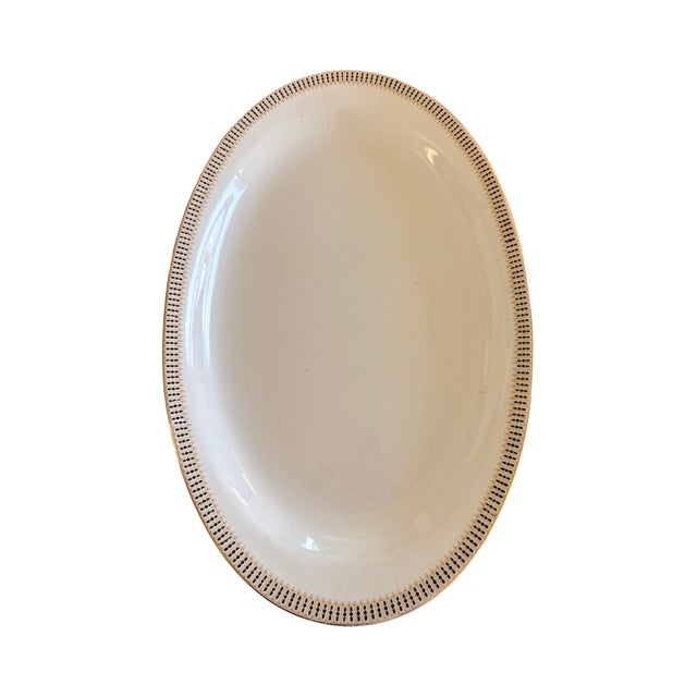 1910s Homer Laughlin Empress Large Oval Serving Platter With Black Diamonds and Gold Trim For Sale - Image 4 of 7