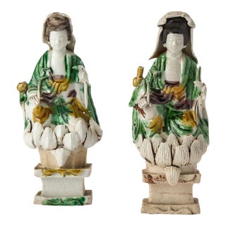 Chinese Kangxi Biscuit Porcelain Guanyin Figures For Sale
