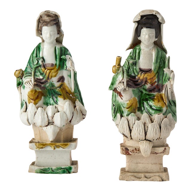 Chinese Kangxi Biscuit Porcelain Guanyin Figures For Sale