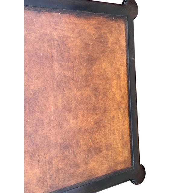 Ebony Late 20th Century Faux Bamboo Leather Top Writing Desk For Sale - Image 8 of 18