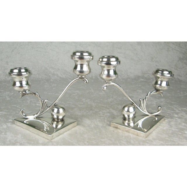 Metal Mid 20th Century P Lopez G Mexican Sterling Silver Candle Sticks - a Pair For Sale - Image 7 of 11
