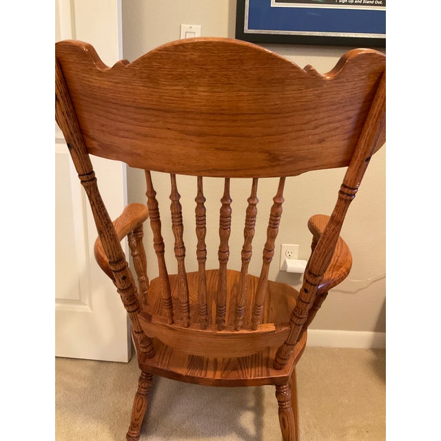 Wood 1980s Solid Oak Rocking Chair For Sale - Image 7 of 8