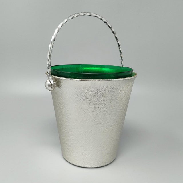 1960s Mid-Century Modern Italian barware, originally crafted under the legacy of Giovanni Alessi&nbsp; The exterior body...