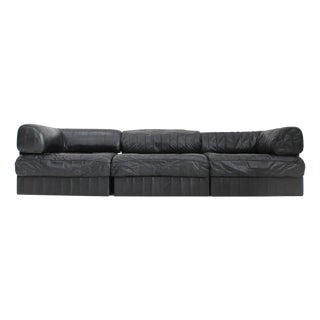 DS 88 Modular Sofa in Black Leather from de Sede, 1970s, Set of 3 For Sale