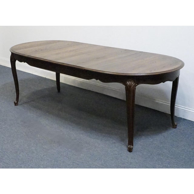 French Country Davis Cabinet Co. Solid Walnut Country French Style 92" Oval Dining Table 88357 - Antique Brune Finish For Sale - Image 3 of 13