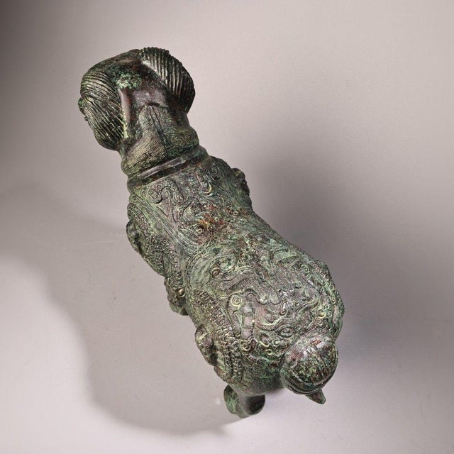 Early 20th Century Bronze Ram Sculpture – 9.1" Archaic Style Animal Figure With Inscription For Sale - Image 4 of 10