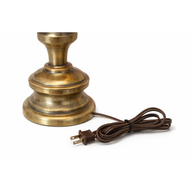 Vintage Solid Brass 3-Level Touch Table Lamp With Drum Shade, Circa 1980s For Sale - Image 9 of 9