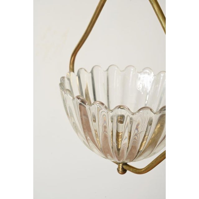 Floral Murano Glass and Brass Pendant from Barovier, Italy, 1940s For Sale - Image 4 of 16