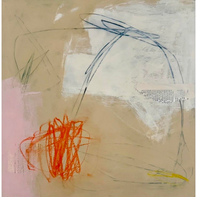 "Nuevo" – This original painting was created with acrylic paint, graphite and collage pieces on lightweight, mixed media...