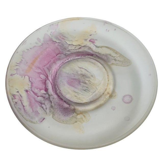 1980s Rueven Art Nouveau Demitasse Cups and Saucers Frosted Glass - Set of 6 For Sale - Image 11 of 14