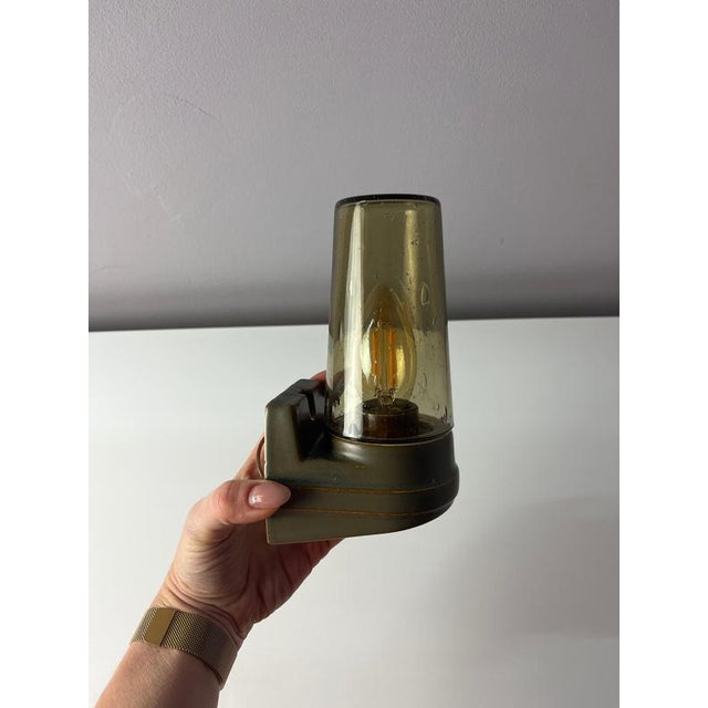 Model 6080 Wall Lamp in Smoked Glass by Sigvard Bernadotte for Ifö For Sale - Image 3 of 11