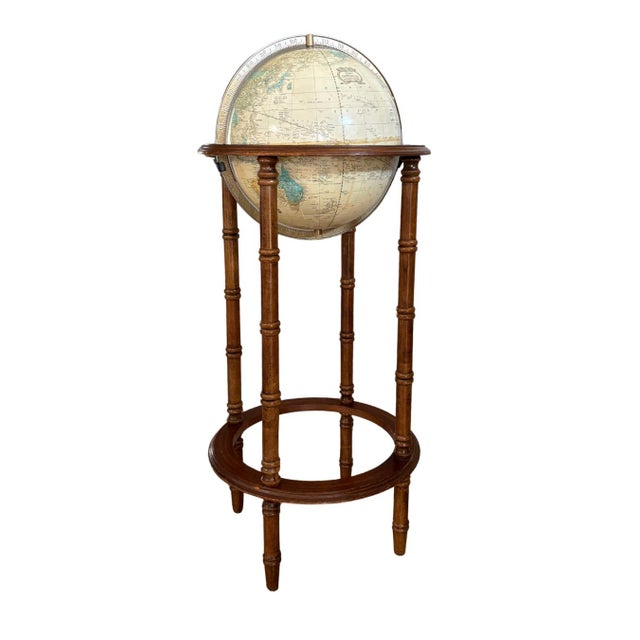 Vintage Powell Floor Globe on Wooden Pedestal Stand Traditional Library Decor For Sale - Image 11 of 12