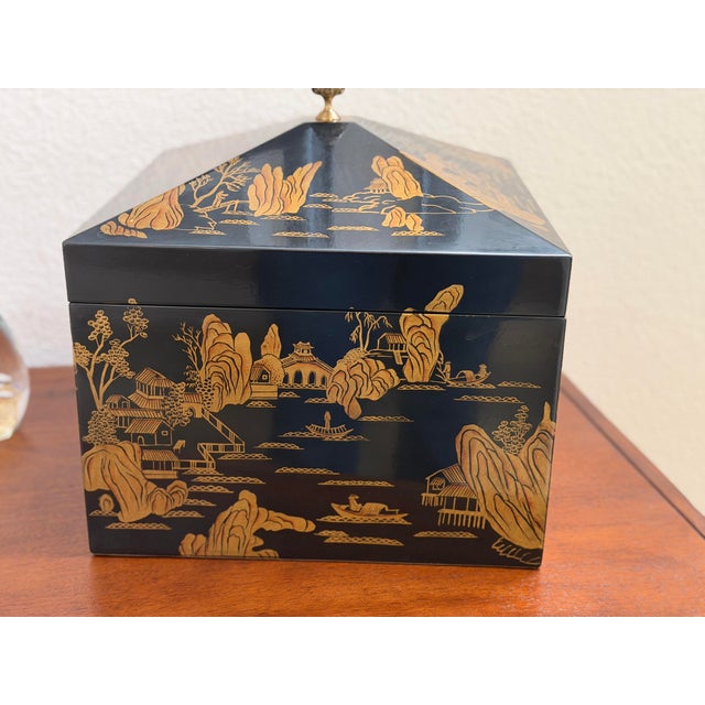 Mid 19th Century Mid 19th Century Lacquered Hand Painted Chinoiserie Chest by Maitland Smith For Sale - Image 5 of 10