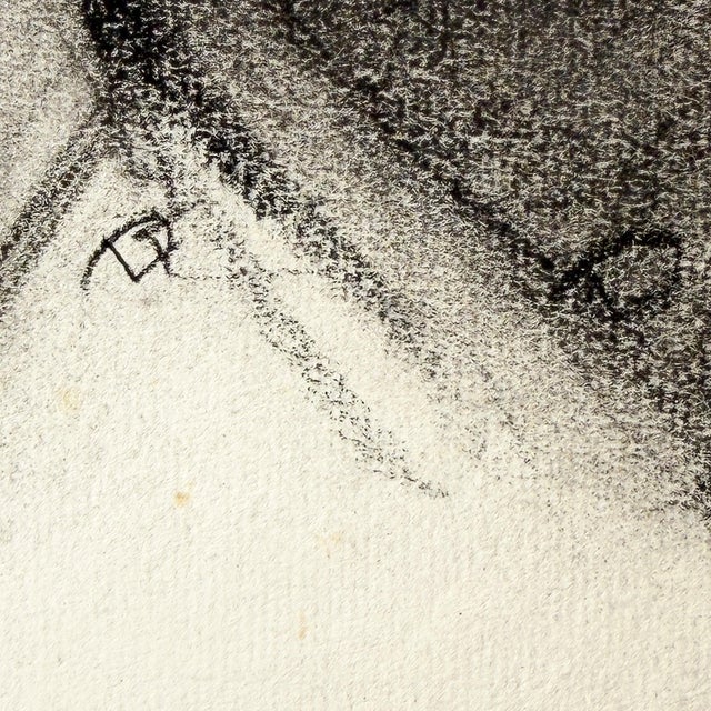White Donna Foreman Hopper Original Charcoal Portrait Woman With Ponytail 1950s For Sale - Image 8 of 9