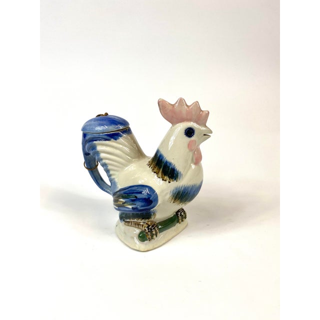 Farmhouse 1920s Porcelain Painted Rooster Tea Pot For Sale - Image 3 of 8