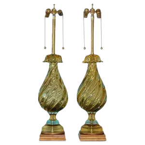 Marbro Murano Glass Lamps Gold & Aqua