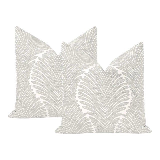 20" Dove Grey Musgrove Chenille Pillows - A Pair For Sale