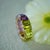 Contemporary Kai Emerald-Cut Amethyst & Peridot Duo Eternity Ring in 14k Solid Gold, size 5 For Sale - Image 3 of 6