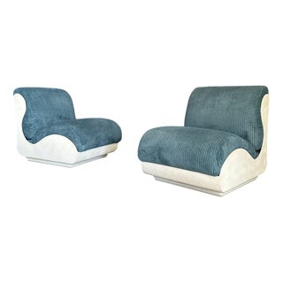 Set of Lounge Chairs with Fiberglass and Fabric For Sale
