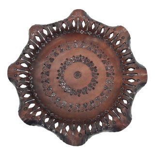 Hand-Pressed Decorative Leather Plate, 1978 For Sale