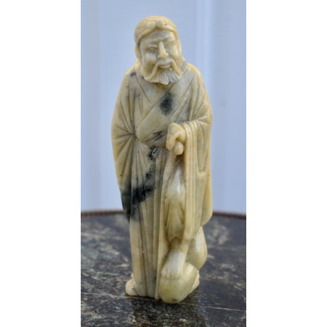 Stone Vintage Chinese Carved Soapstone Wise Man Immortal Figure Statue Sculpture Small For Sale - Image 7 of 14