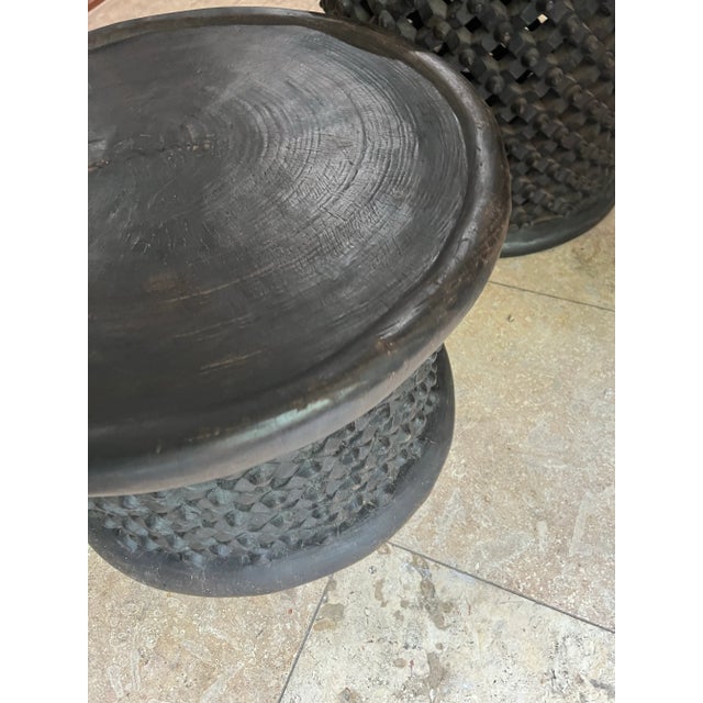 Late 20th Century African Spider Bamileke Wood Table/ Stool - A Pair For Sale In Miami - Image 6 of 11