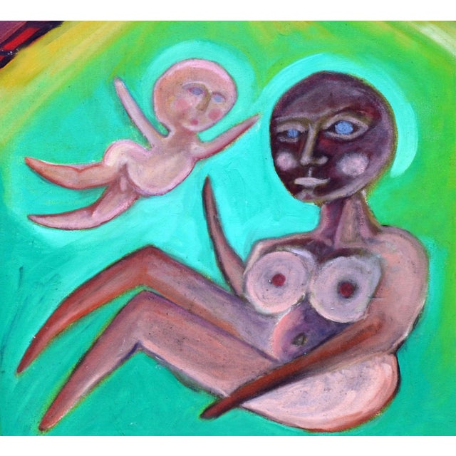 The House - Mother & Child Figurative Abstract Wonderfully vibrant mother and child abstract expressionist painting by...