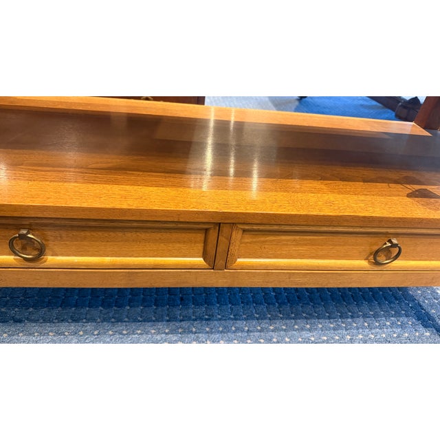 Baker Furniture Milling Road Walnut Drop-Leaf Serving Cart / Console on Casters For Sale - Image 11 of 15