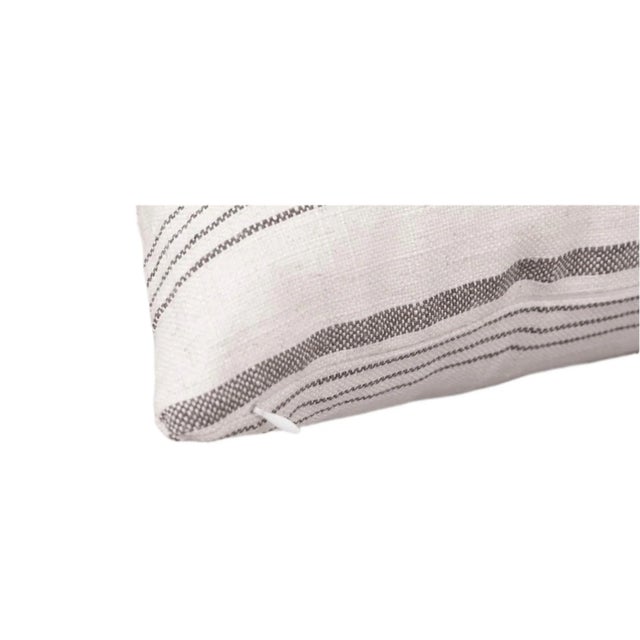 Woven Charcoal Gray and White Striped Feather/Down Pillow For Sale In Los Angeles - Image 6 of 7