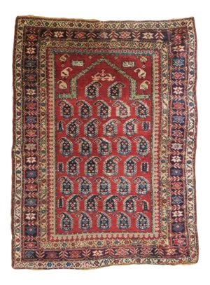 Vintage Turkish Prayer Rug- 3′ × 4′1″
