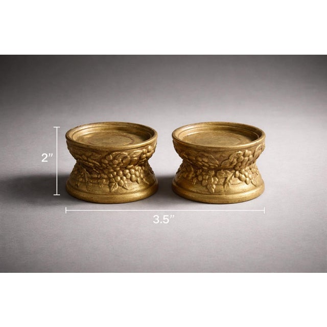 Title Pair of Mid-Century Japanese Gilt Ceramic Grapevine Candle Holders – Raised “JAPAN” Export Mark, c.1955–1965 Mobile-...