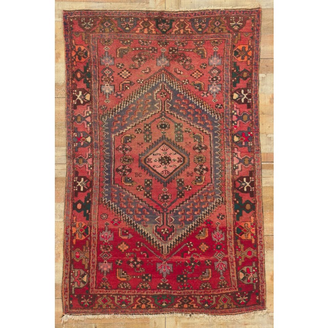 Antique Red Persian Hamadan Tribal Rug, 04'03 X 06'06 For Sale - Image 9 of 10