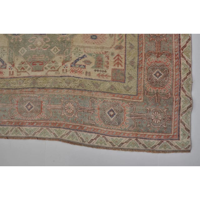 Turkish Floral Antique Oushak Carpet For Sale - Image 3 of 10
