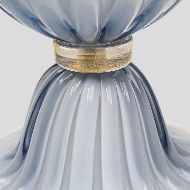 Glass Light Pale Blue-Grey Blown Murano Glass Table Lamps, 1980s, Set of 2 For Sale - Image 7 of 12