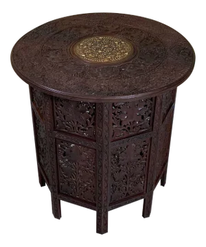 1960s Moorish Carved and Inlaid Teak Six Side Coffee Table